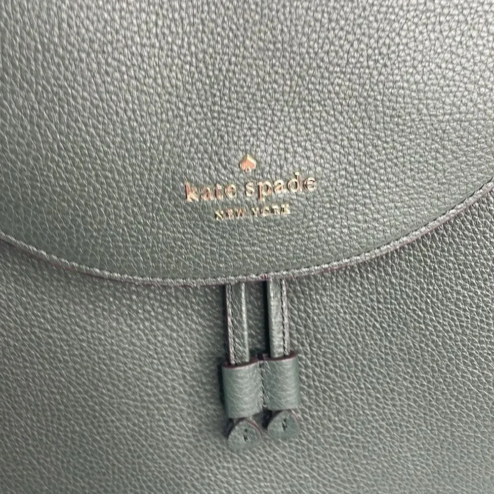Kate Spade Leila large flap green leather backp NWOT